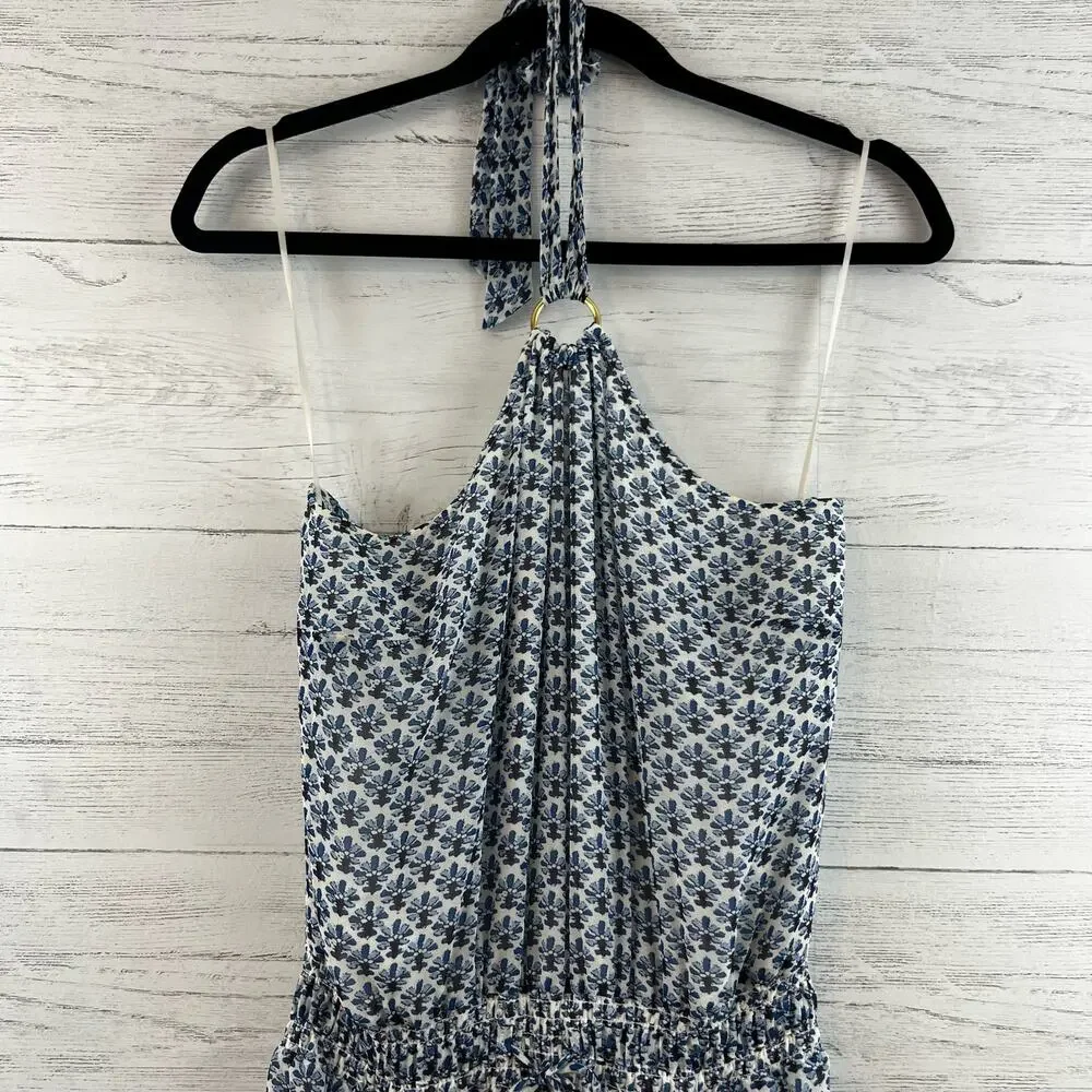 Tory Burch Printed Wide Leg Halter Silk Jumpsuit Size S